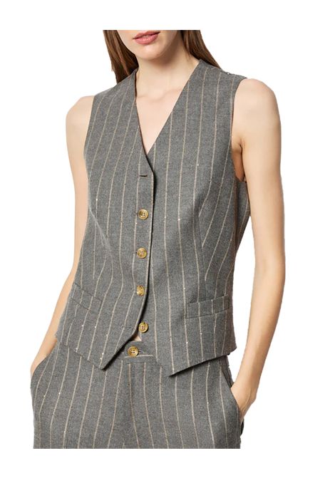 Gilet L.B.M 1911 donna 115153543 Grigio  fantasia gessata sottili righe in beige lurex cinturino L.B.M. 1911 | Gilet | 1151535431